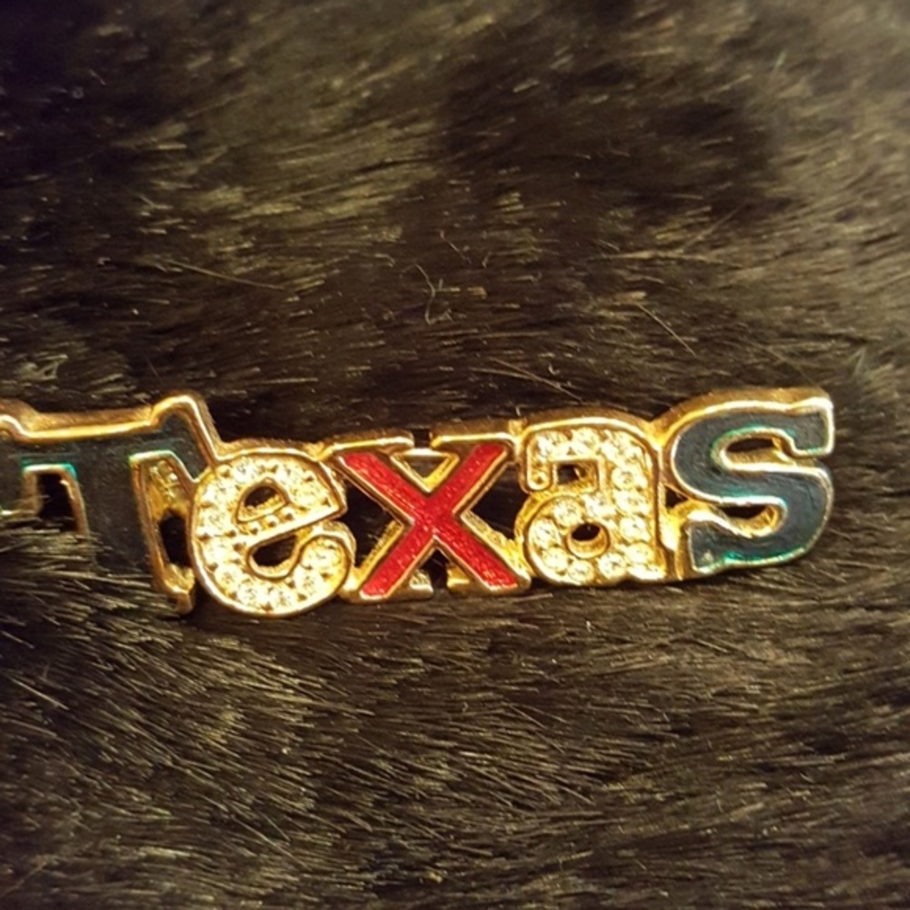 TEXAS VTG BROOCH IN PATRIOTIC COLORS